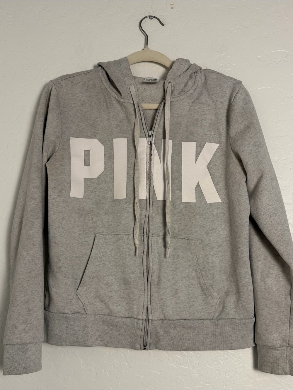 PINK Victoria's Secret Women's Medium Hoodie Sweatshirt Light Gray Loungewear